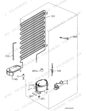 Взрыв-схема холодильника Electrolux ERO2926 - Схема узла Cooling system 017